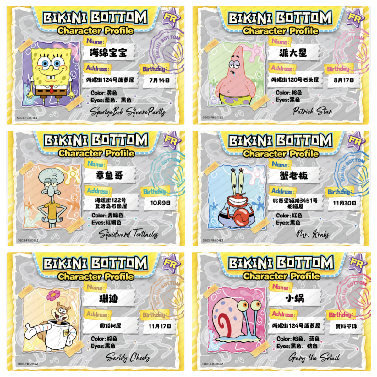 KAYOU SpongeBob L1 HR/STR/SR/FR/R Card (Pull Rate: 100%)